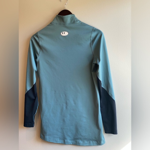 Under Armor ColdGear Authentics Mock Neck Size Small Green & Black Top/Baselayer - Picture 7 of 12